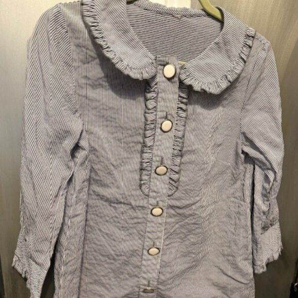 Vintage pilgrim collar seersucker blouse with large white buttons - Picture 12 of 16